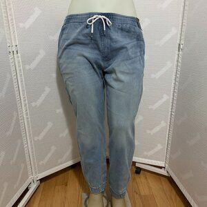 No Boundaries Pants Knit Denim Blue Jeans Joggers Drawstring Mens XL 40 - 42
